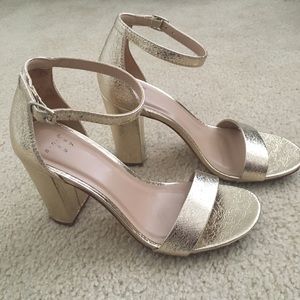 Gold Metallic Block Heels